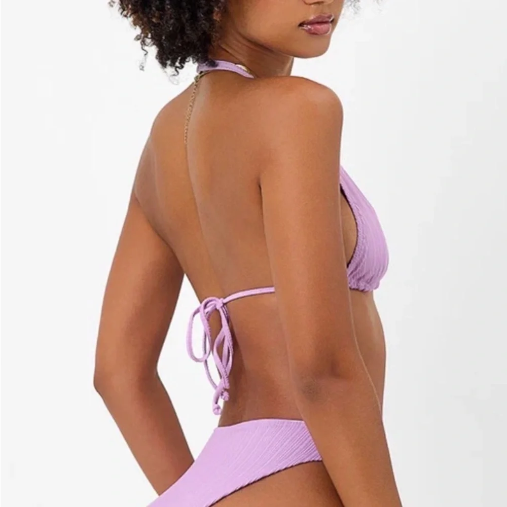 Frankie’s Bikinis Harlow Plissé Halter Bikini Top S